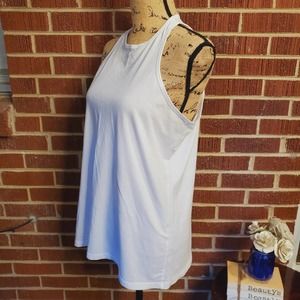 Lululemon Women White Racerback Open Solid Athletic Tank Top Medium Breathable